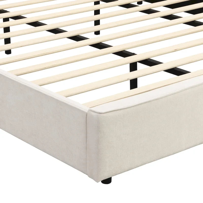 Cadre de lit rembourré avec liseuse et port USB.