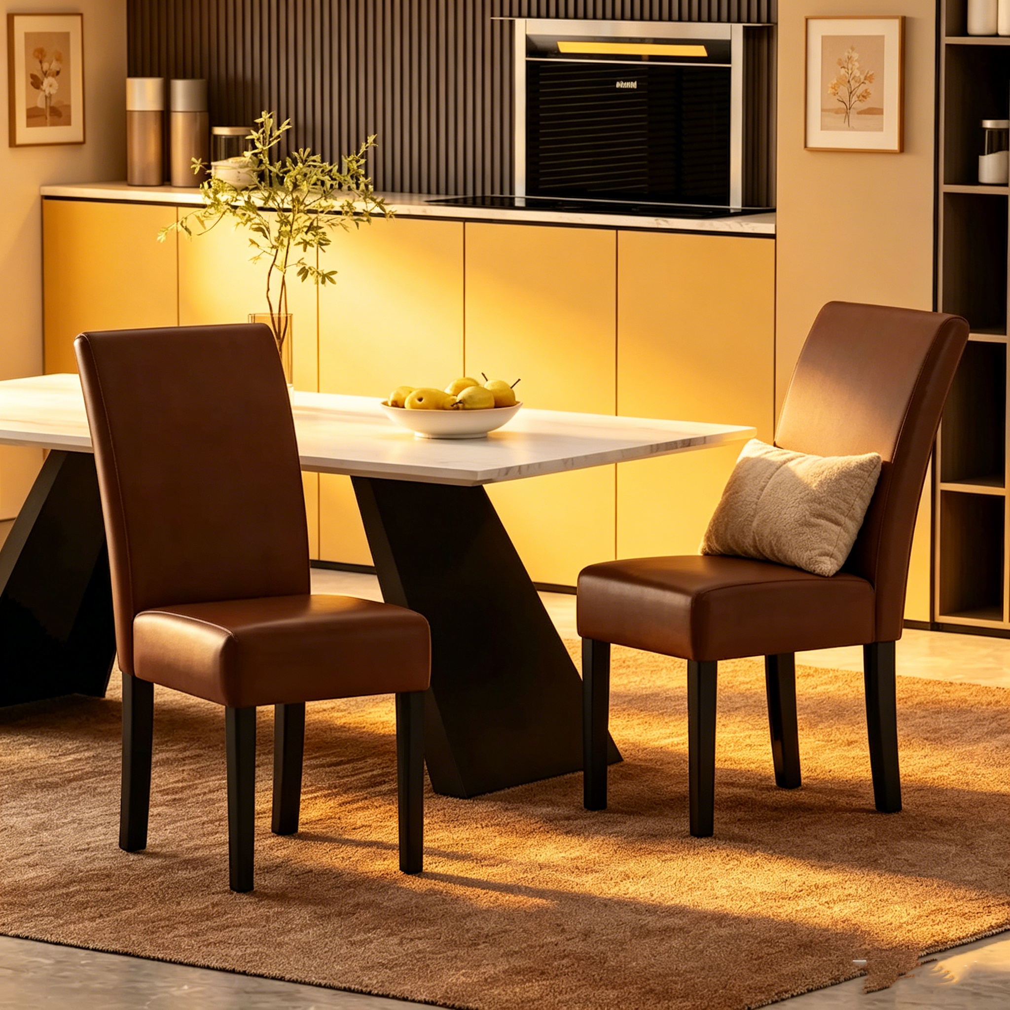 Chaises de salle à manger rembourrées (lot de deux) - Sans objet
