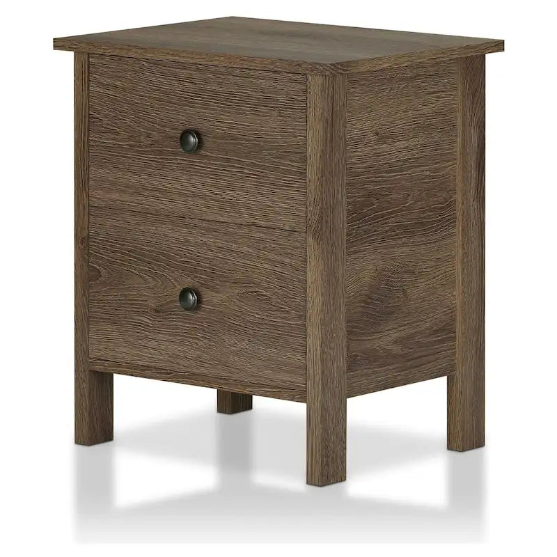 Table de chevet à trois tiroirs en bois d'ingénierie noyer vieilli de style rustique