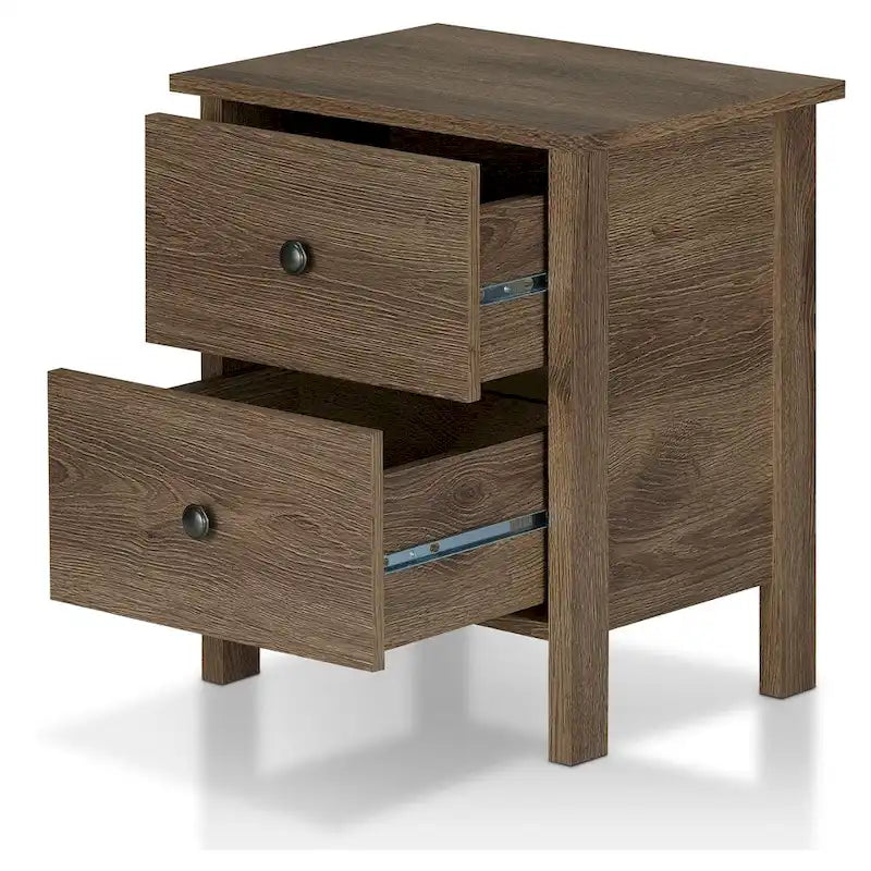 Table de chevet à trois tiroirs en bois d'ingénierie noyer vieilli de style rustique