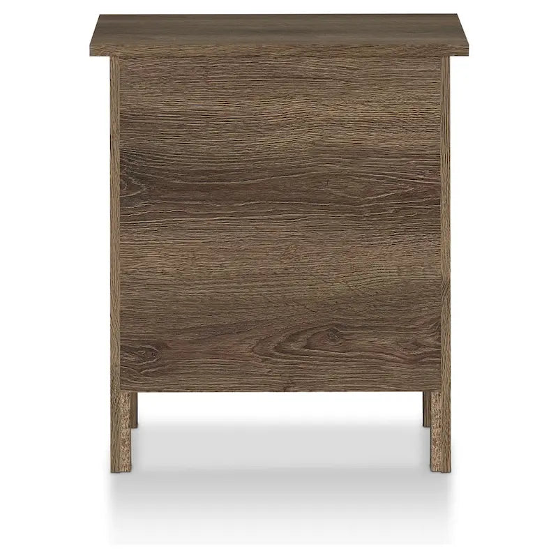 Table de chevet à trois tiroirs en bois d'ingénierie noyer vieilli de style rustique