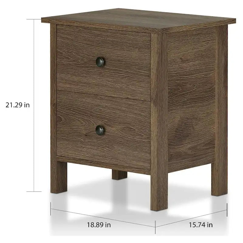 Table de chevet à trois tiroirs en bois d'ingénierie noyer vieilli de style rustique