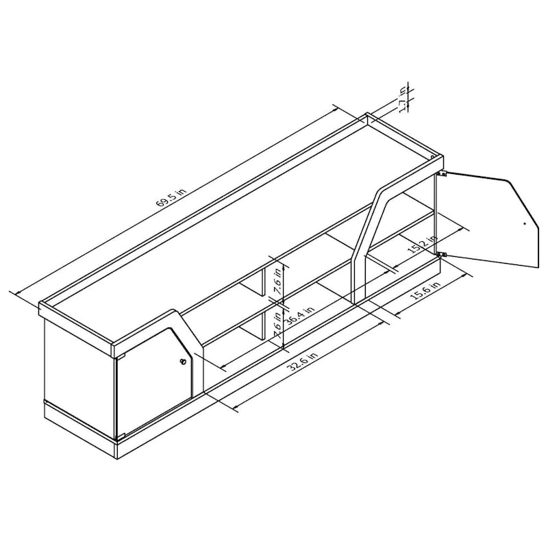 Meuble TV multifonctionnel de 71 pouces avec rangement