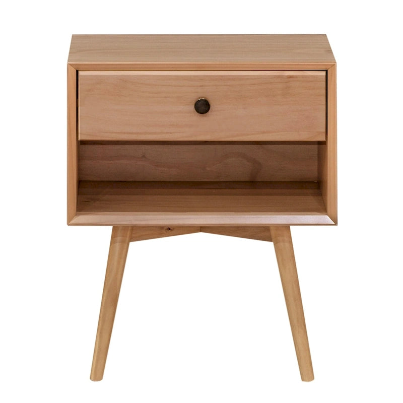Table de chevet médiévale en bois massif à tiroir unique, ensemble de deux pièces
