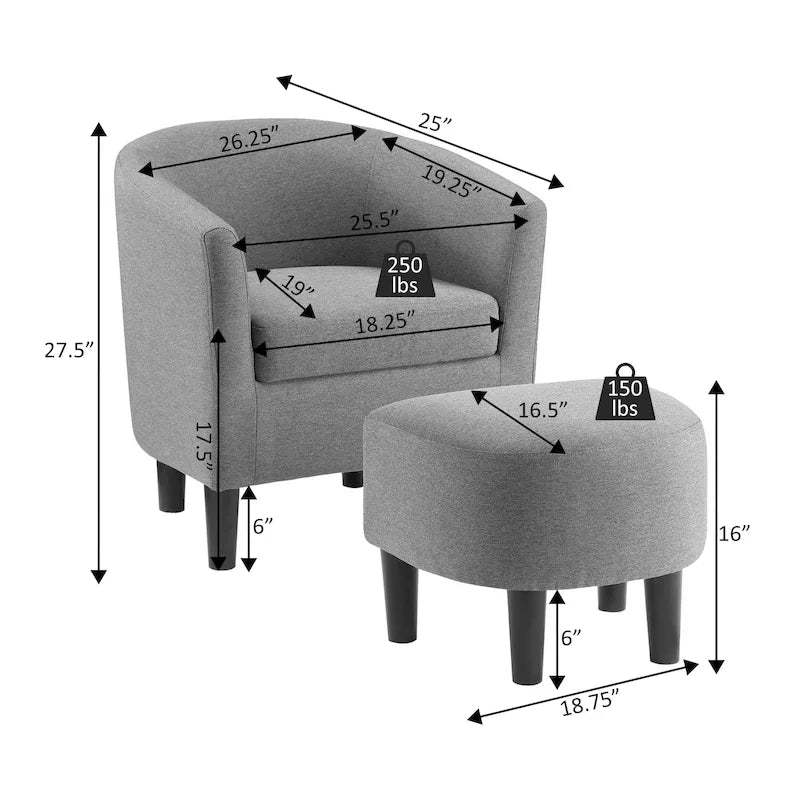 Fauteuil d'appoint Churchill avec ottoman Convenience Concepts