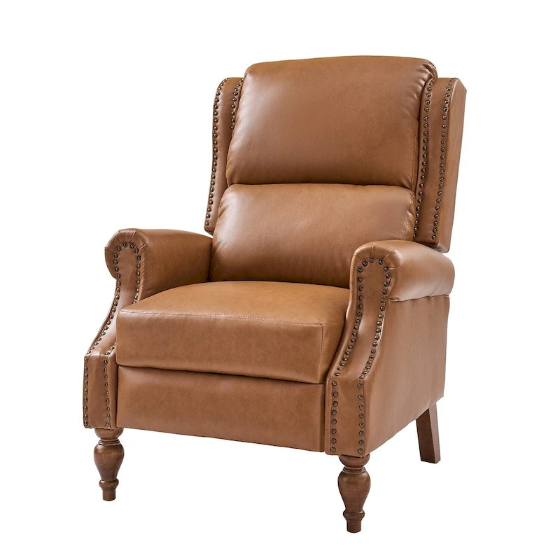 Fauteuil inclinable manuel à dossier poussoir traditionnel en cuir végétalien