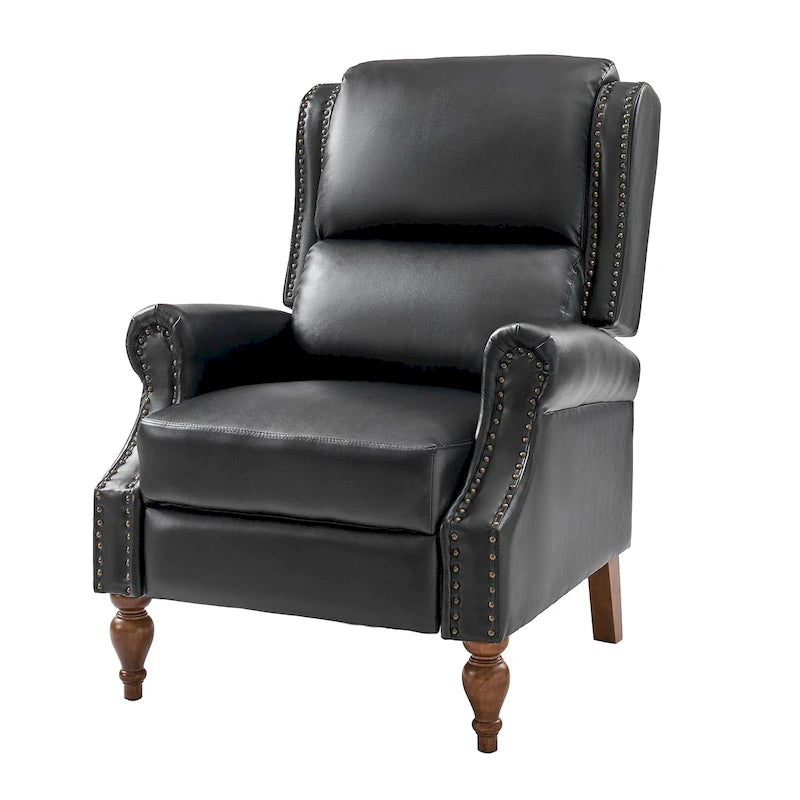 Fauteuil inclinable manuel à dossier poussoir traditionnel en cuir végétalien