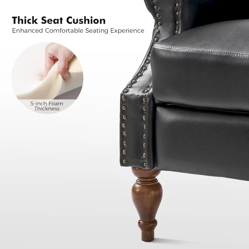 Fauteuil inclinable manuel à dossier poussoir traditionnel en cuir végétalien