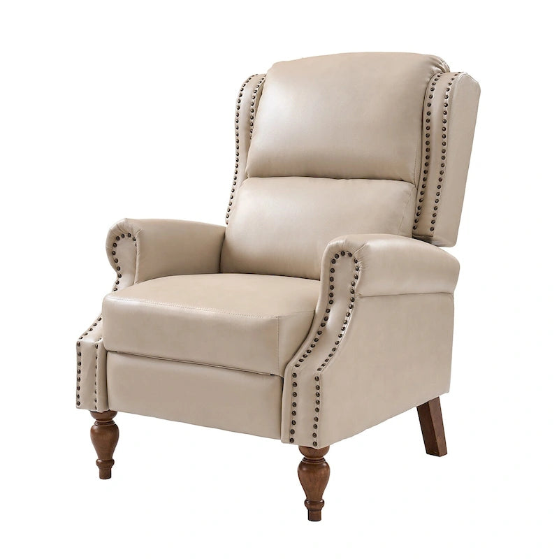 Fauteuil inclinable manuel à dossier poussoir traditionnel en cuir végétalien