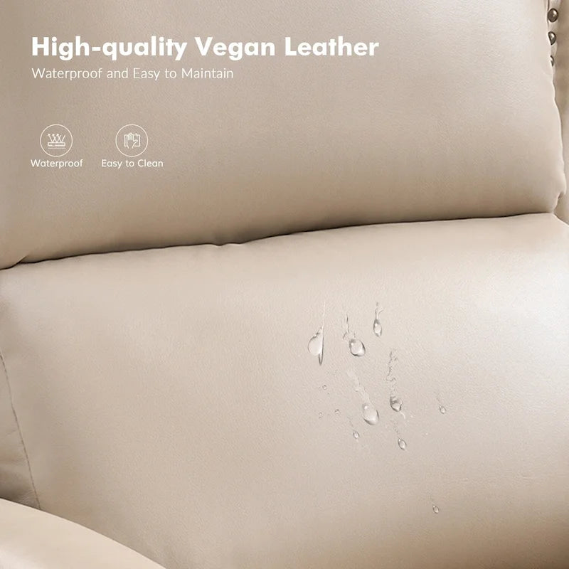 Fauteuil inclinable manuel à dossier poussoir traditionnel en cuir végétalien