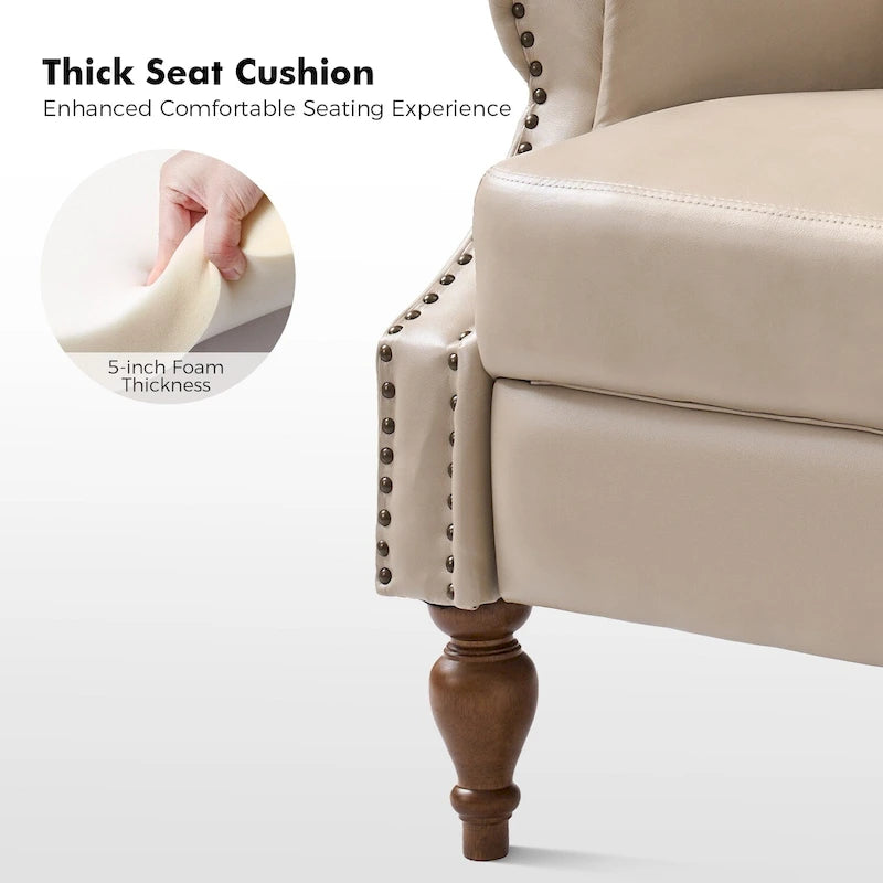 Fauteuil inclinable manuel à dossier poussoir traditionnel en cuir végétalien