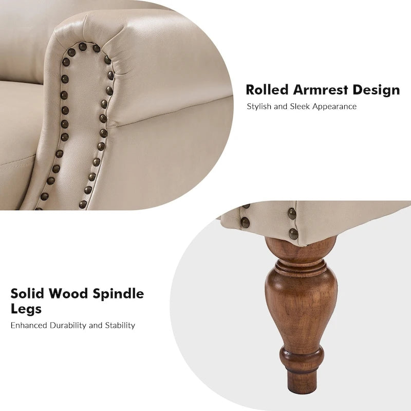 Fauteuil inclinable manuel à dossier poussoir traditionnel en cuir végétalien