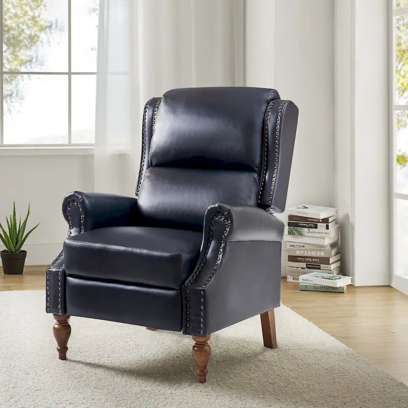 Fauteuil inclinable manuel à dossier poussoir traditionnel en cuir végétalien