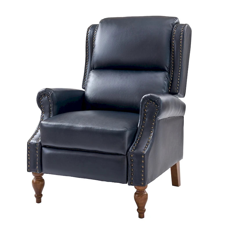 Fauteuil inclinable manuel à dossier poussoir traditionnel en cuir végétalien