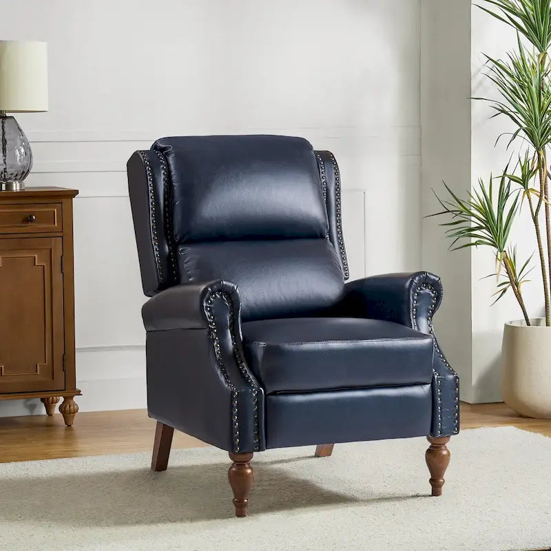 Fauteuil inclinable manuel à dossier poussoir traditionnel en cuir végétalien