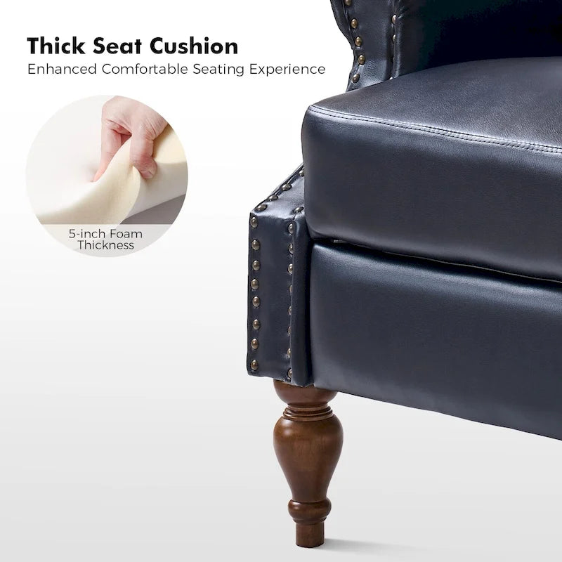 Fauteuil inclinable manuel à dossier poussoir traditionnel en cuir végétalien