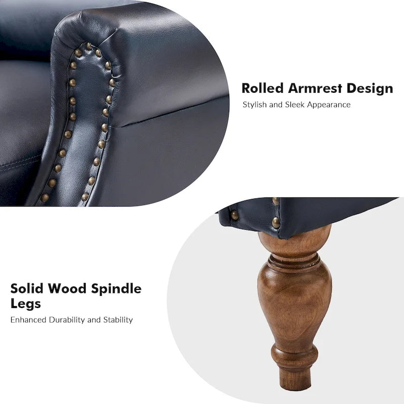 Fauteuil inclinable manuel à dossier poussoir traditionnel en cuir végétalien
