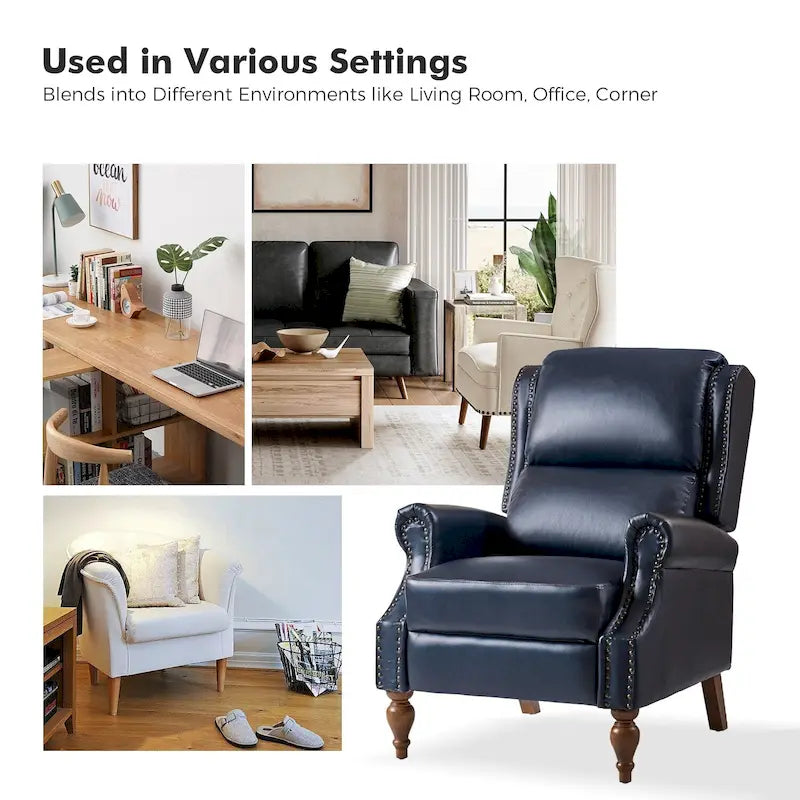 Fauteuil inclinable manuel à dossier poussoir traditionnel en cuir végétalien