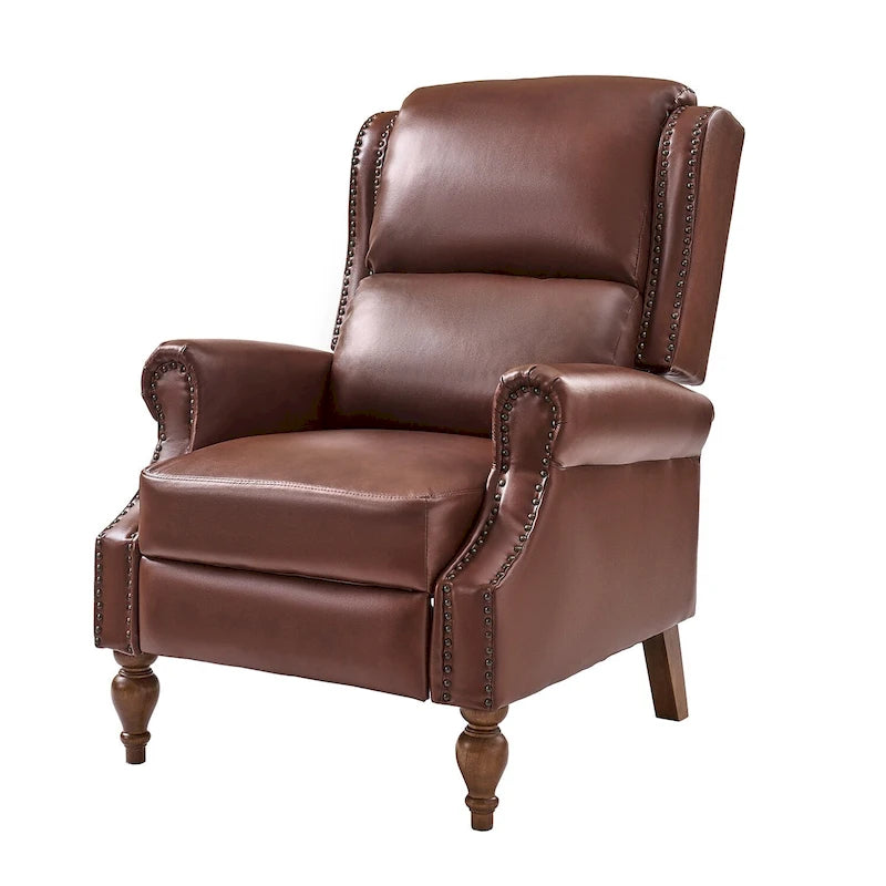 Fauteuil inclinable manuel à dossier poussoir traditionnel en cuir végétalien