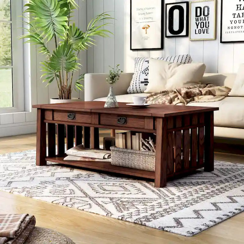 Table basse en bois réglable en hauteur de 46 pouces