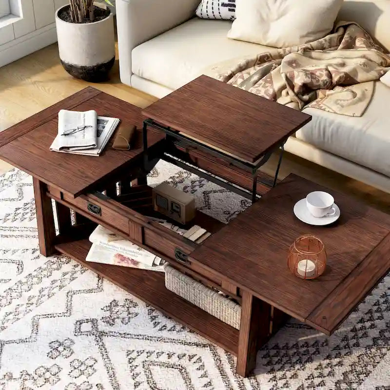 Table basse en bois réglable en hauteur de 46 pouces