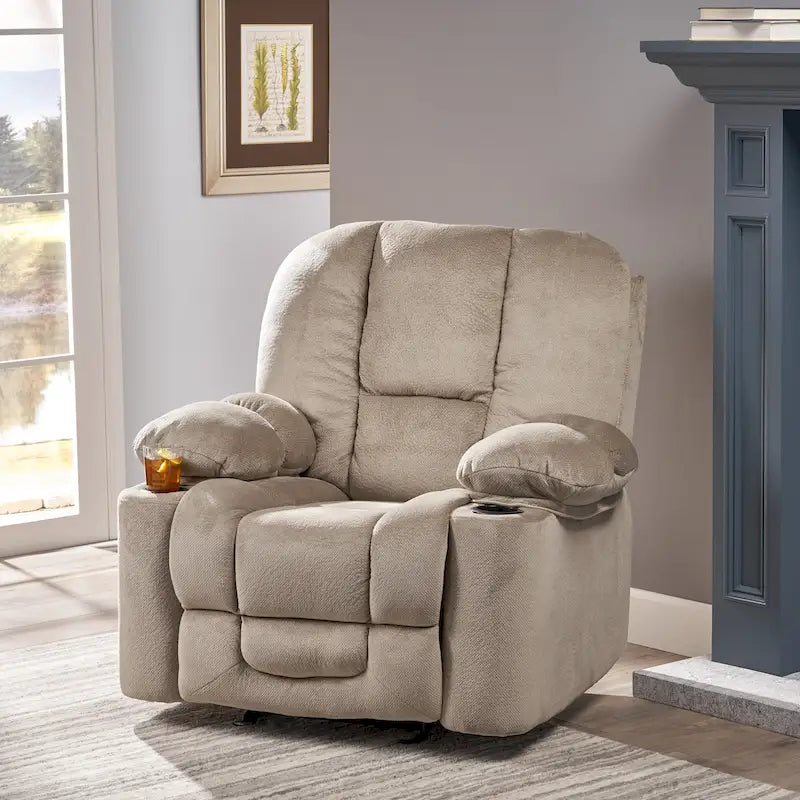 Fauteuil club inclinable en tissu et avec fonction de planeur