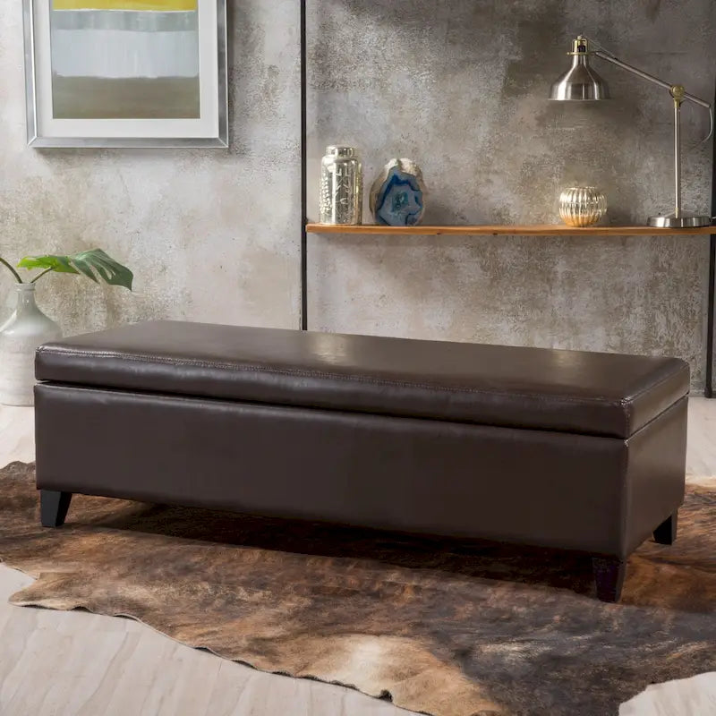 Repose-pieds de rangement en similicuir