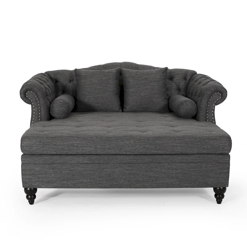 Chaise longue capitonnée - 158,75 cm (L) x 148,59 cm (l) x 86,36 cm (H)