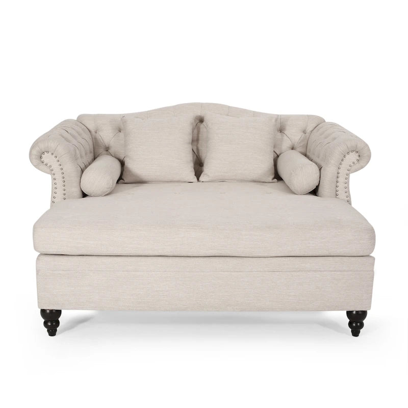 Chaise longue capitonnée - 158,75 cm (L) x 148,59 cm (l) x 86,36 cm (H)