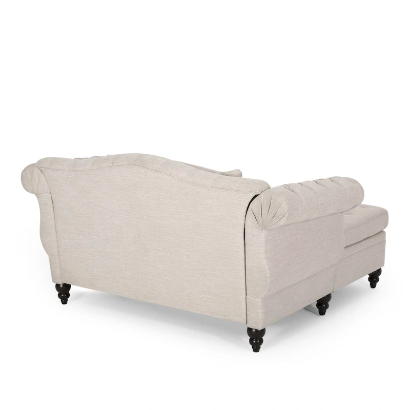 Chaise longue capitonnée - 158,75 cm (L) x 148,59 cm (l) x 86,36 cm (H)