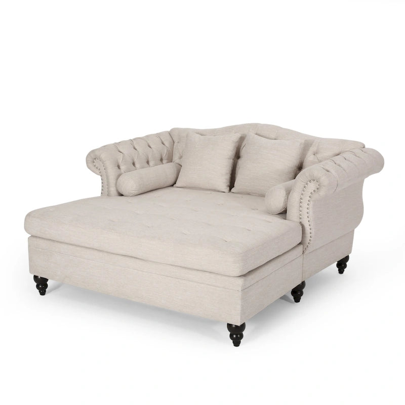 Chaise longue capitonnée - 158,75 cm (L) x 148,59 cm (l) x 86,36 cm (H)