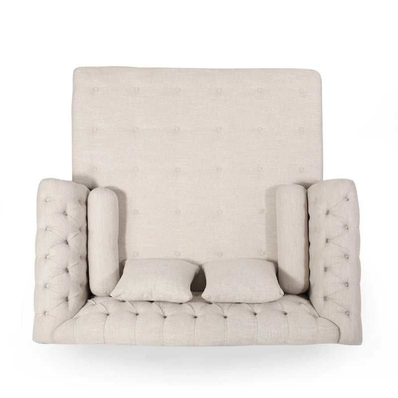 Chaise longue capitonnée - 158,75 cm (L) x 148,59 cm (l) x 86,36 cm (H)