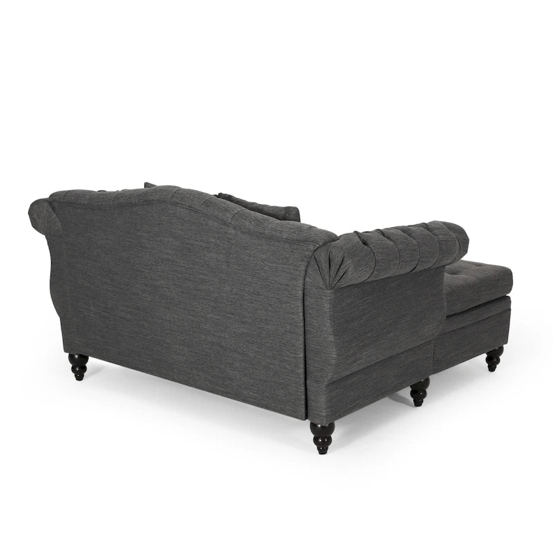 Chaise longue capitonnée - 158,75 cm (L) x 148,59 cm (l) x 86,36 cm (H)