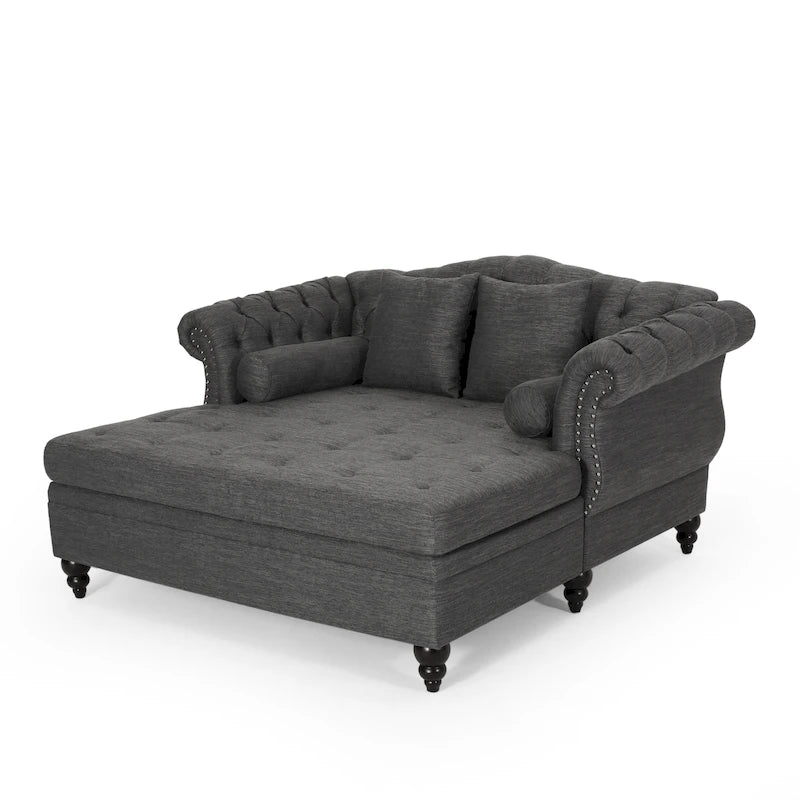 Chaise longue capitonnée - 158,75 cm (L) x 148,59 cm (l) x 86,36 cm (H)
