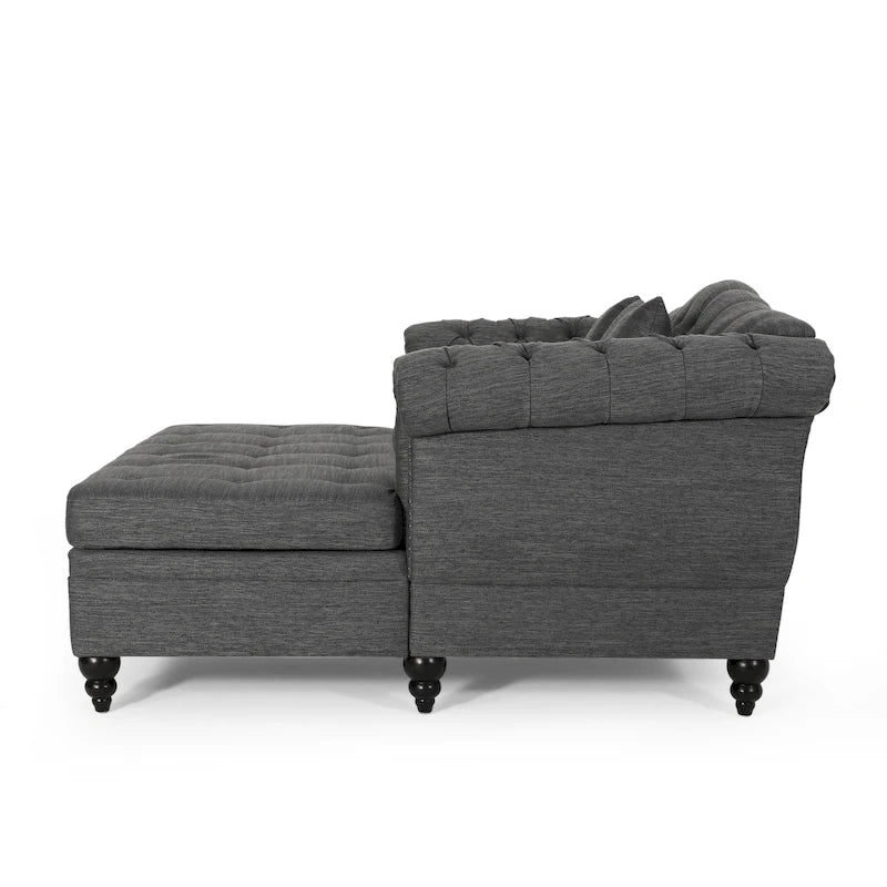 Chaise longue capitonnée - 158,75 cm (L) x 148,59 cm (l) x 86,36 cm (H)
