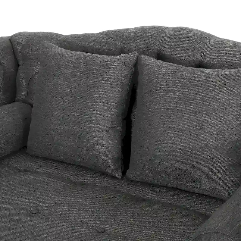 Chaise longue capitonnée - 158,75 cm (L) x 148,59 cm (l) x 86,36 cm (H)