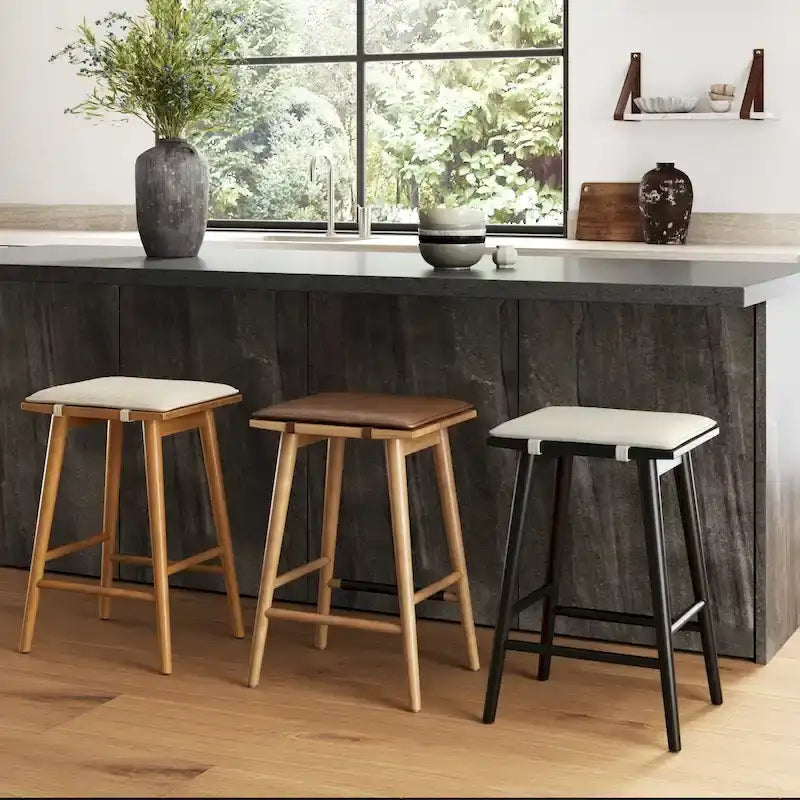 Tabourets de bar à dossier ouvert, tabourets de bar sans dossier, avec coussins