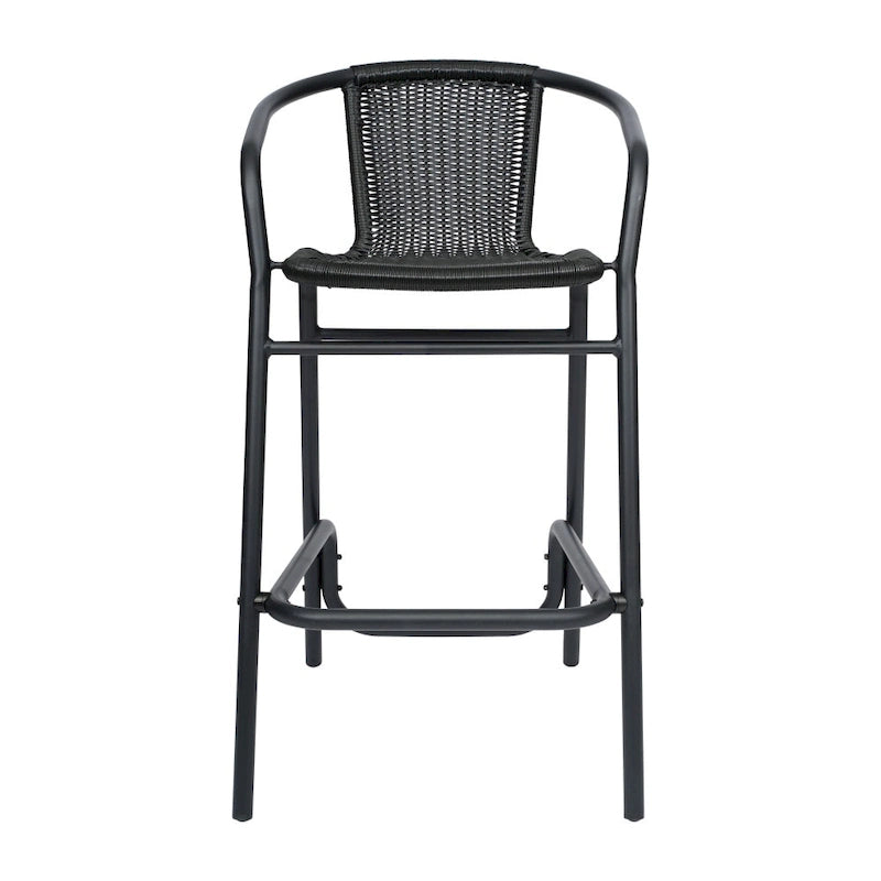 Tabouret de bar commercial en rotin pour l'intérieur et l'extérieur avec cadre en aluminium - S/O