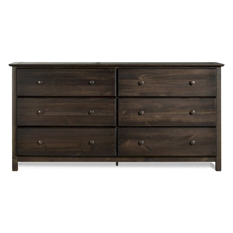 Coiffeuse en bois massif à six tiroirs, style meuble en bois texturé