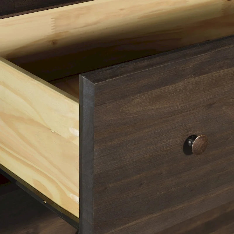 Coiffeuse en bois massif à six tiroirs, style meuble en bois texturé
