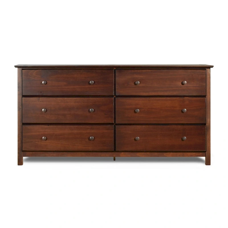 Coiffeuse en bois massif à six tiroirs, style meuble en bois texturé