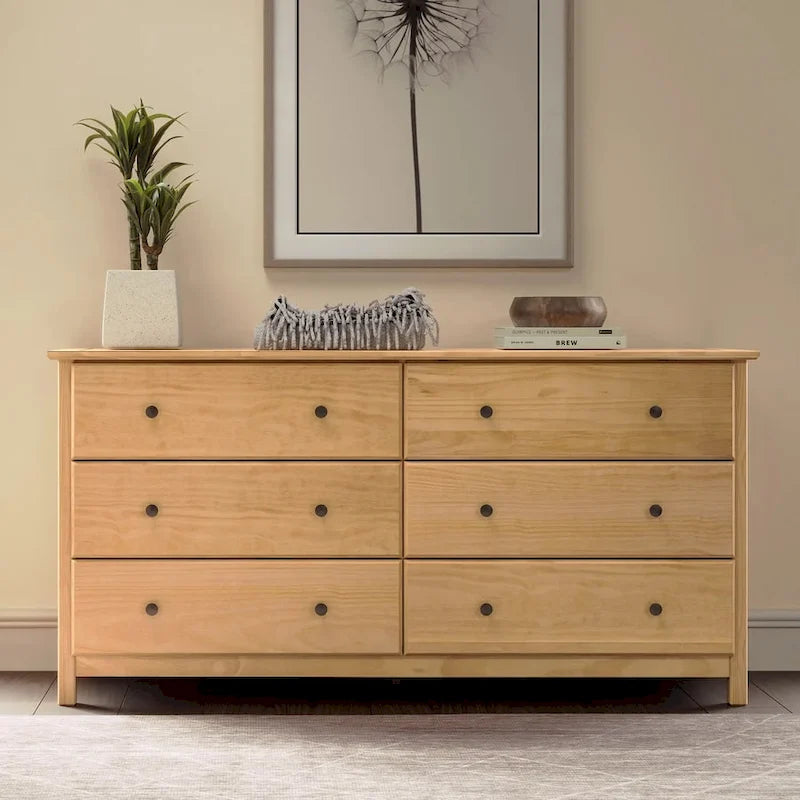 Coiffeuse en bois massif à six tiroirs, style meuble en bois texturé