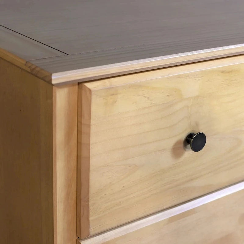 Coiffeuse en bois massif à six tiroirs, style meuble en bois texturé