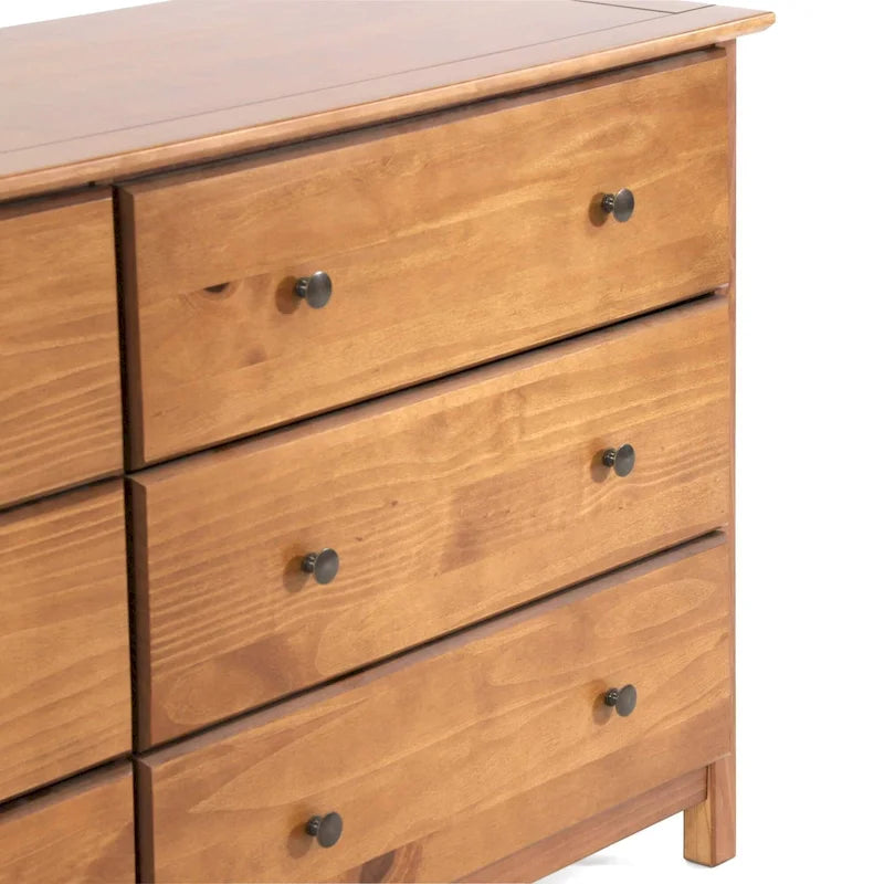 Coiffeuse en bois massif à six tiroirs, style meuble en bois texturé