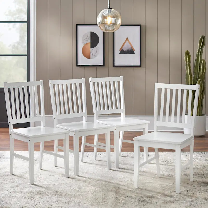 Chaises de salle à manger à dossier à lattes en bois massif (lot de 4)