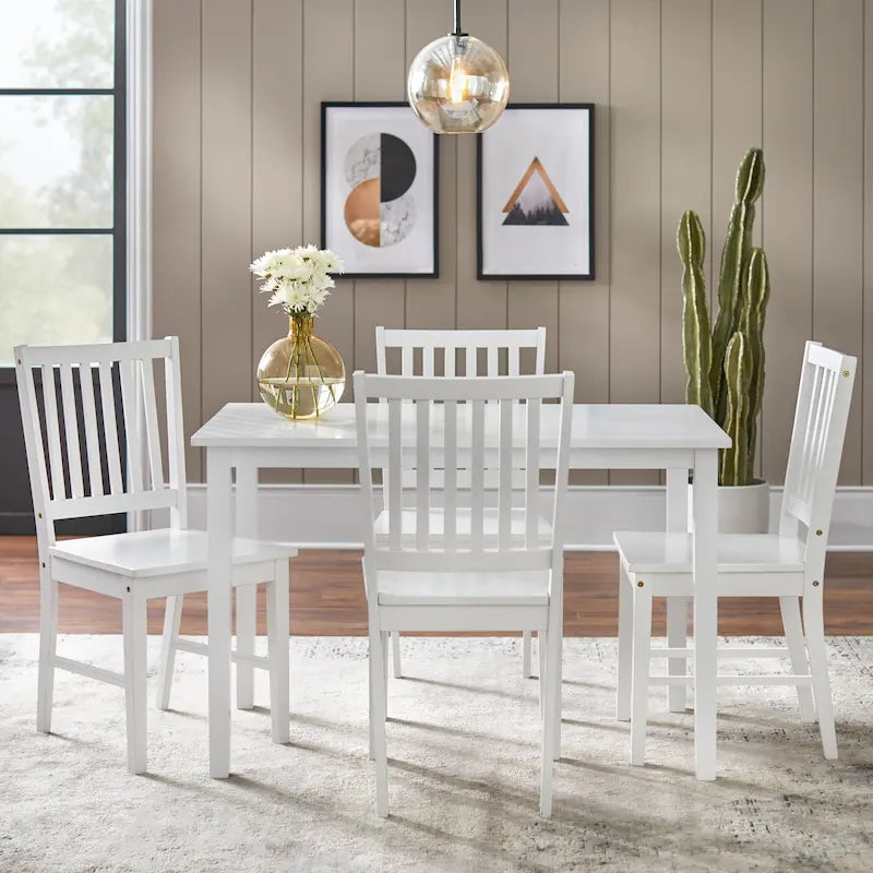 Chaises de salle à manger à dossier à lattes en bois massif (lot de 4)