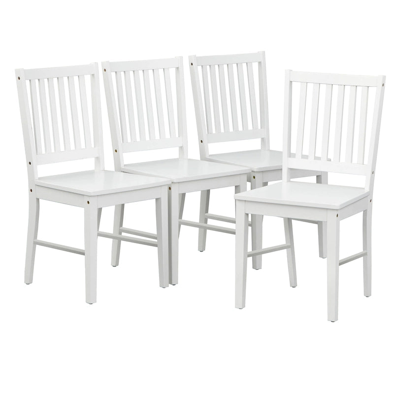 Chaises de salle à manger à dossier à lattes en bois massif (lot de 4)