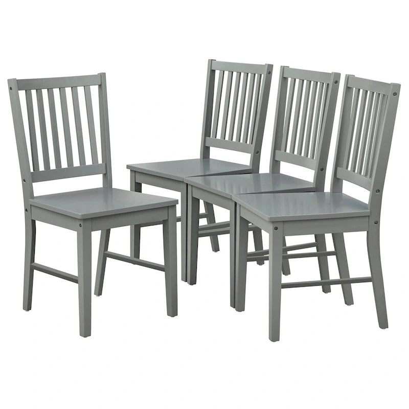 Chaises de salle à manger à dossier à lattes en bois massif (lot de 4)