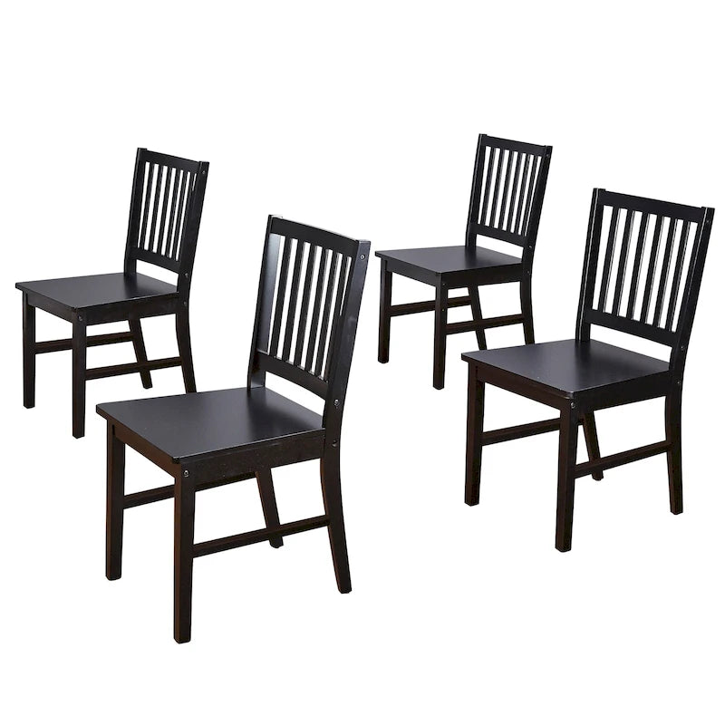 Chaises de salle à manger à dossier à lattes en bois massif (lot de 4)