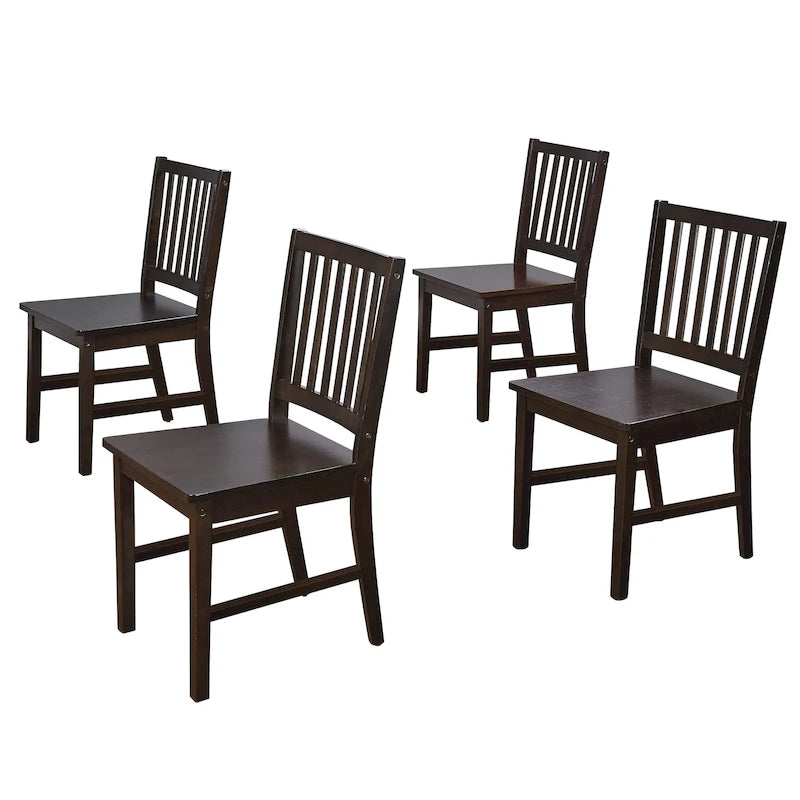 Chaises de salle à manger à dossier à lattes en bois massif (lot de 4)